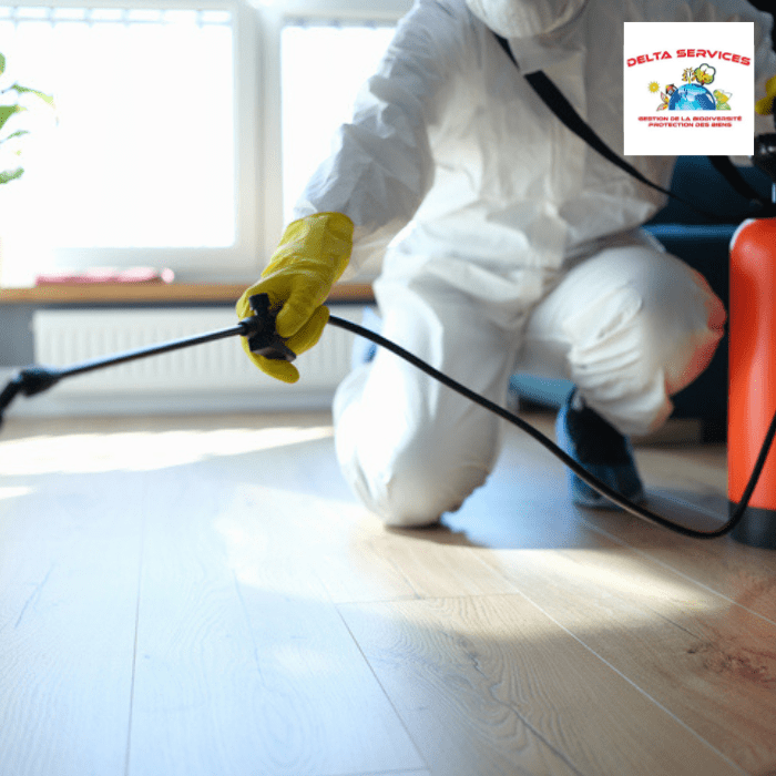Image d’un intervenant à domicile désinfectant contre les insectes et les rongeurs
