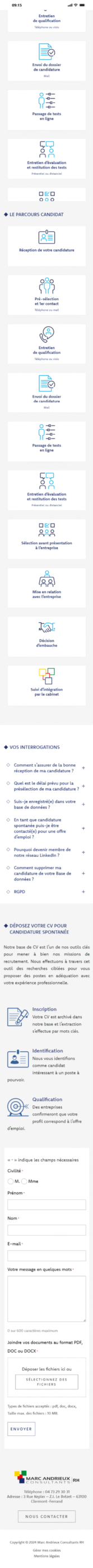 Exemple d'une page intérieure du site Internet https://www.marc-andrieux-consult.com en version mobile