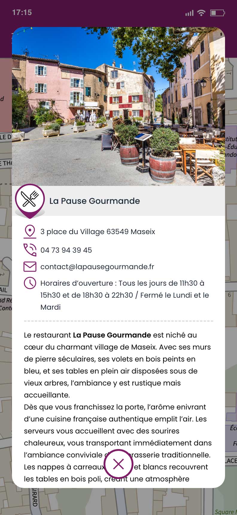 Exemple de point d'intérêt de type restaurant Exemple de point d'intérêt de type restaurant