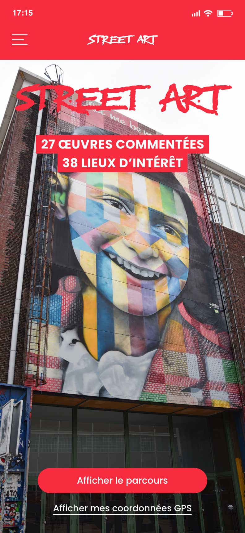 Une app web avec des parcours thématiques pour célébrer le Street Art dans la ville Une app web avec des parcours thématiques pour célébrer le Street Art dans la ville